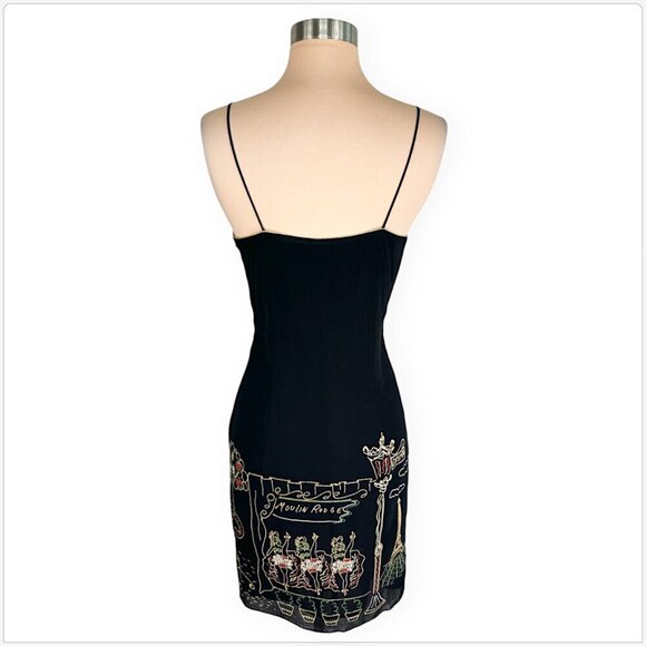 Platinum Dorothy Schoelen Black Moulin Rouge Paris Scene Slip Dress Vintage S - Picture 2 of 5